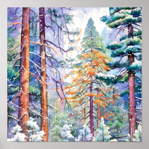 Pine Forest Landscape Home Decor Poster