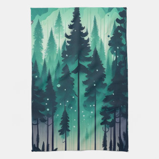 Pine Forest Landscape Kitchen Towel