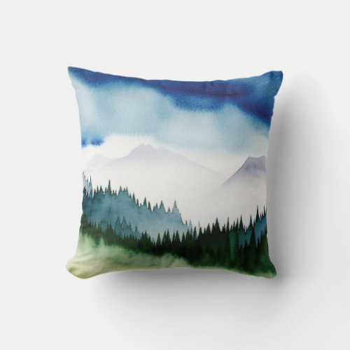 pine forest landscape  throw pillow