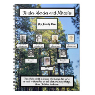 Pine Forest Miracles Quote Family Tree Notebook
