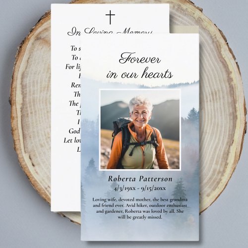 Pine Forest Nature Funeral Memorial Prayer Card