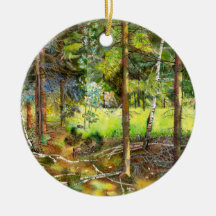 Pine forest painting watercolor