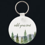 Pine Forest Personalized  Keychain<br><div class="desc">watercolor rustic pine trees and mountain -customizable keychains</div>