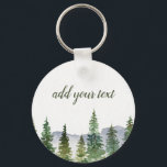 Pine Forest Personalized  Keychain<br><div class="desc">watercolor rustic pine trees and mountain -customizable keychains</div>