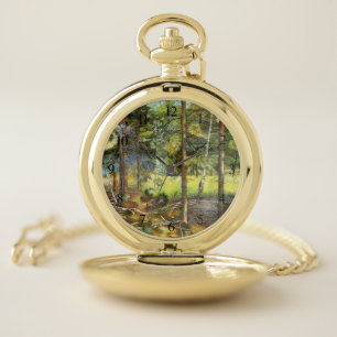 Pine forest pocket watch