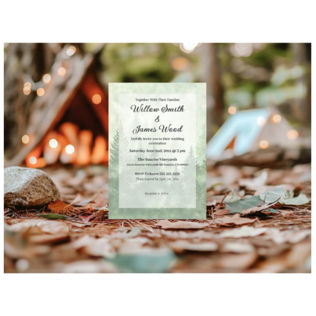 Pine Forest Rustic Minimalist Country Wedding Invitation (Creator Uploaded)