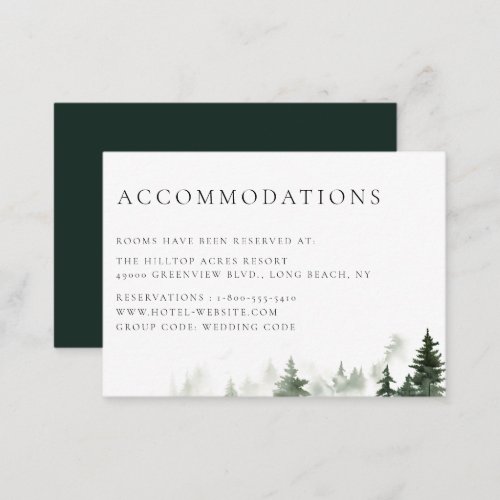 Pine Forest Trees Wedding Accommodations Enclosure Card
