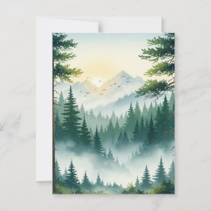 Pine Forest watercolor Postcard