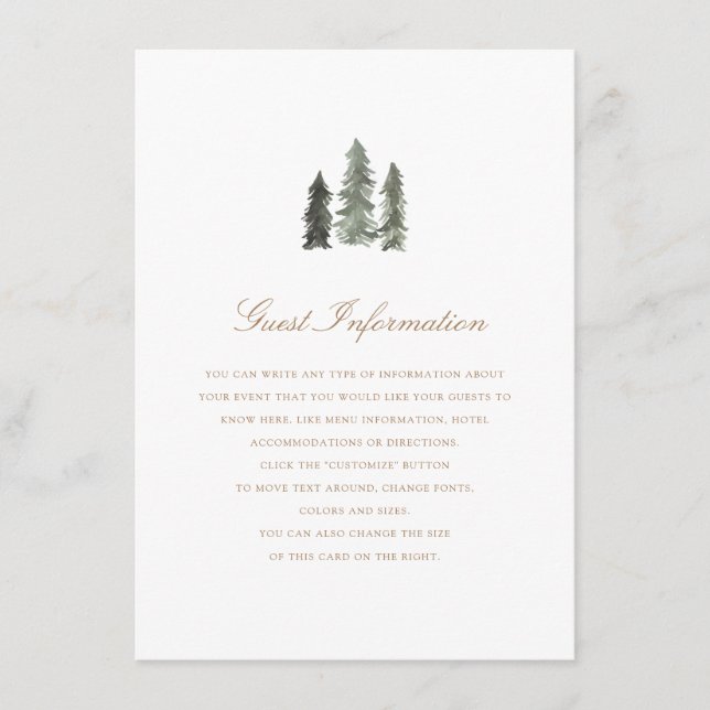 Pine Forest  Wedding Insert (Front)