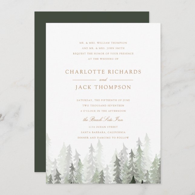 Pine Forest Wedding Invitation (Front/Back)