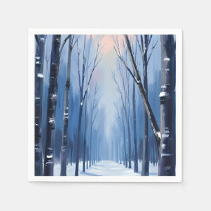 Pine Forest Winter Woodland Watercolor Paint Card Napkins