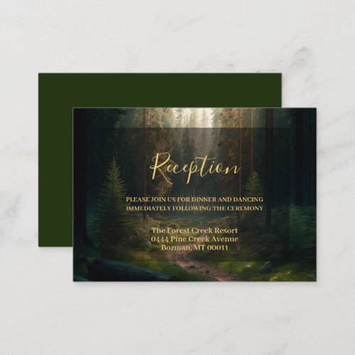 Pine Forest Woodland Green Nature Wedding Enclosure Card