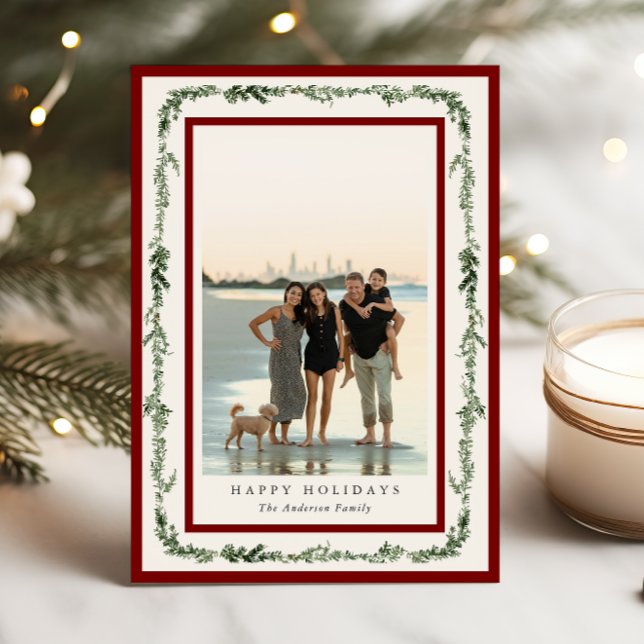 Pine Frame Photo Holiday Card (Creator Uploaded)