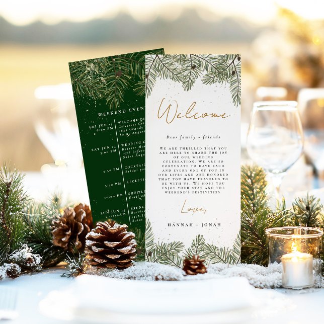 Pine & Gold Christmas Foliage Wedding Program (Creator Uploaded)