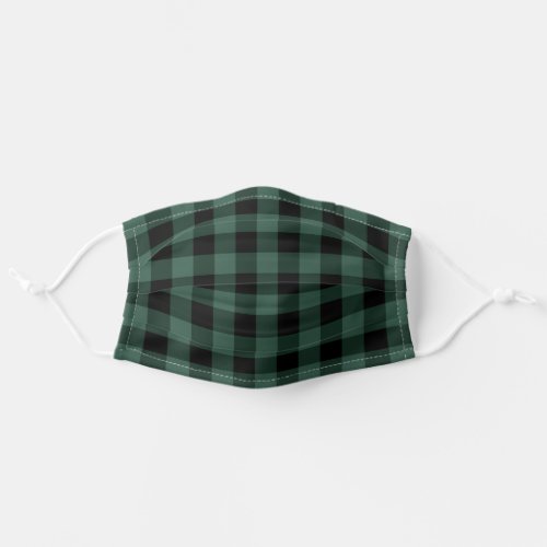 Pine Green and Black Buffalo Plaid Holiday Adult Cloth Face Mask