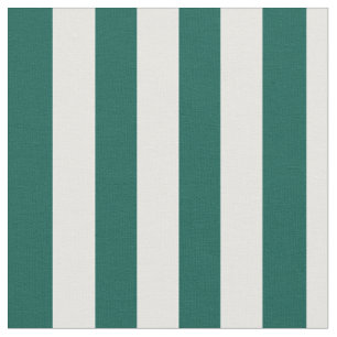 Pine Green and White Vertical Stripes Fabric