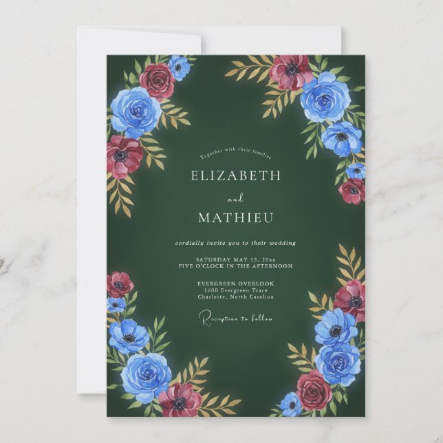 Pine Green Atmospheric Winter Wedding Invitation (Front)