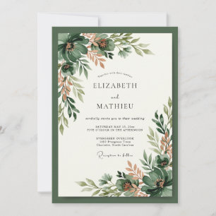 Pine Green Bountiful Woodland Wedding Invitation