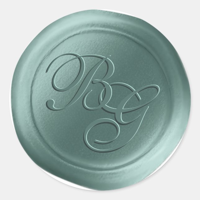Pine Green Calligraphy Monogram Wax Seal Stickers (Front)
