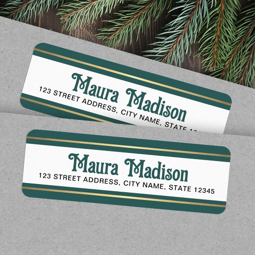 Pine green Christmas holiday return address Label