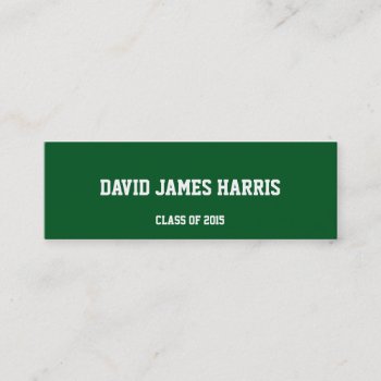 Pine Green Collegiate Graduation Insert Name Card by FidesDesign at Zazzle