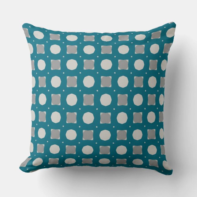 Pine Green Draft Circle and Square  Throw Pillow (Front)