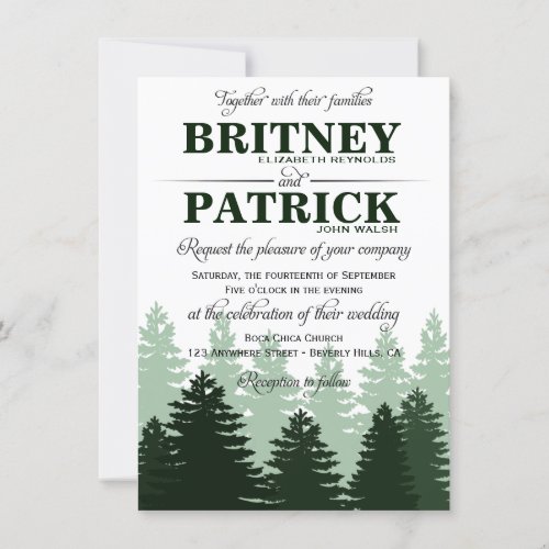 Pine Green Enchanted Forest Wedding Invitations