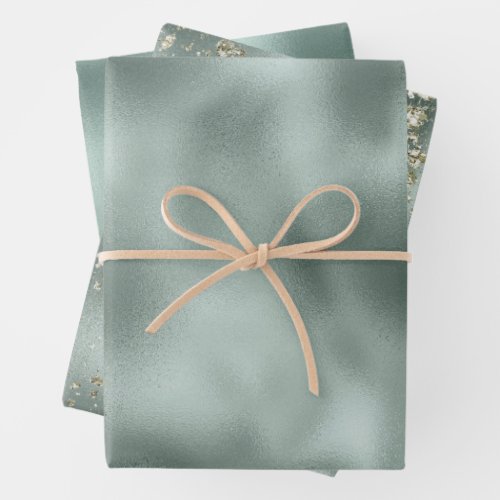 Pine Green Gold Glitter Wrapping Paper Sheets
