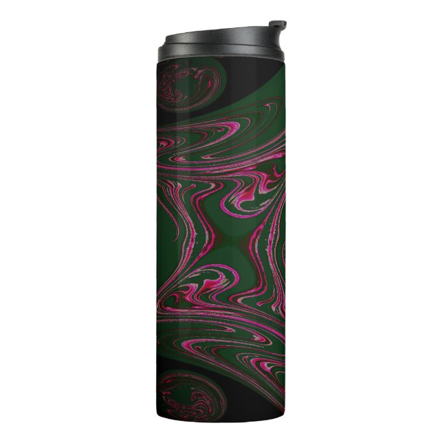 Pine Green Hot Pink Thermal Tumbler (Rotated Left)