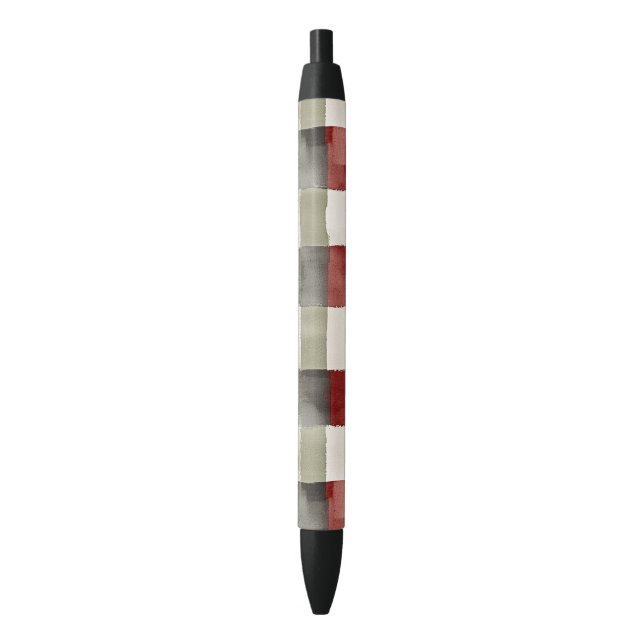 Pine Green Ivory Red Stripes Christmas Pen (Front Vertical)