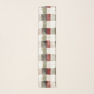 Pine Green Ivory Red Stripes Christmas Scarf