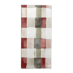 Pine Green Ivory Red Stripes Cloth Napkin