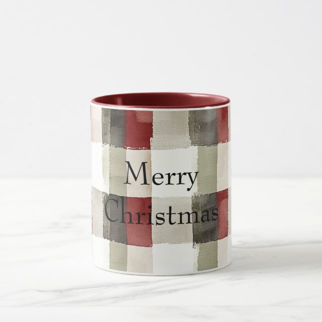 Pine Green Ivory Red Stripes  Mug (Center)