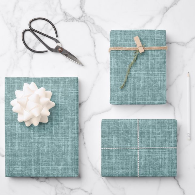 Pine Green Linen Wrapping Paper Sheets (Front)