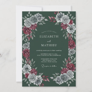 Pine Green Moody Winter Wedding Invitation