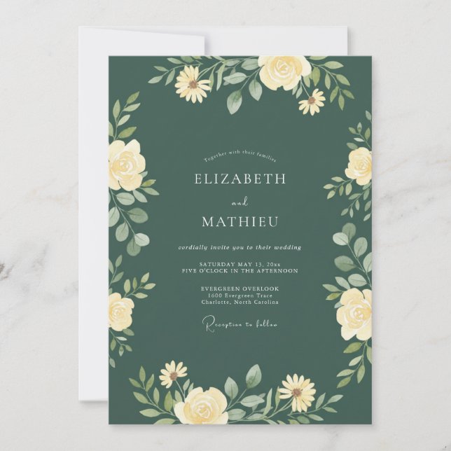 Pine Green Moody Woodland Wedding Invitation (Front)