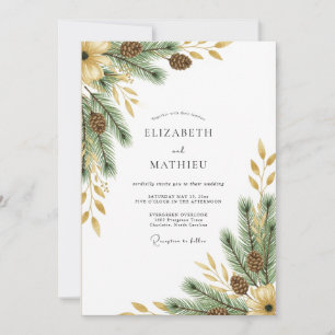 Pine Green Noble Woodland Wedding Invitation