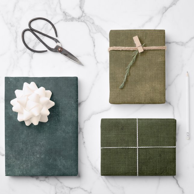 Pine Green Olive Wrapping Paper Sheets (Front)