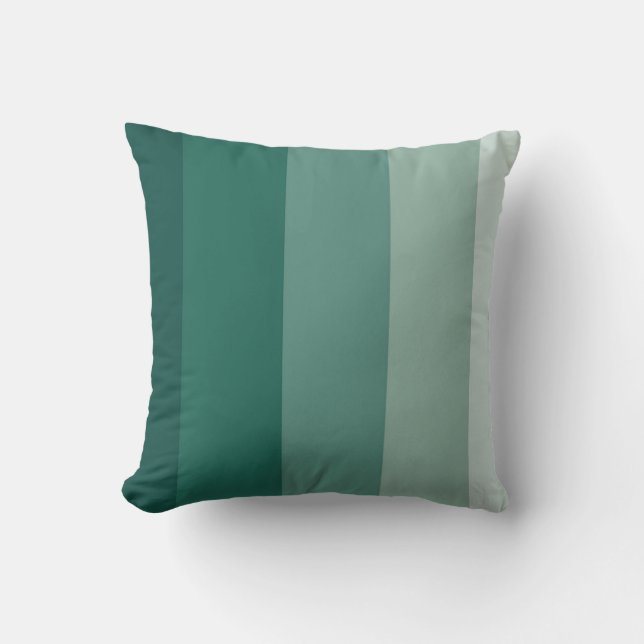 Pine Green Ombre Stripe Throw Pillow (Front)
