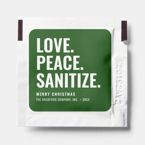 Pine Green Peace Love Sanitize Corporate Holiday Hand Sanitizer Packet