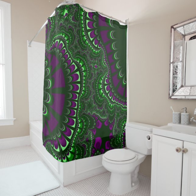 Pine Green Remix Shower Curtain (In Situ)