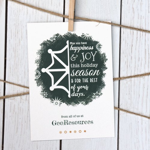 Pine Green Snowflake Business Holiday Card
