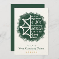 Pine Green Snowflake Business Holiday Card