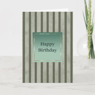 Pine Green Stripes Stripes Birthday Card