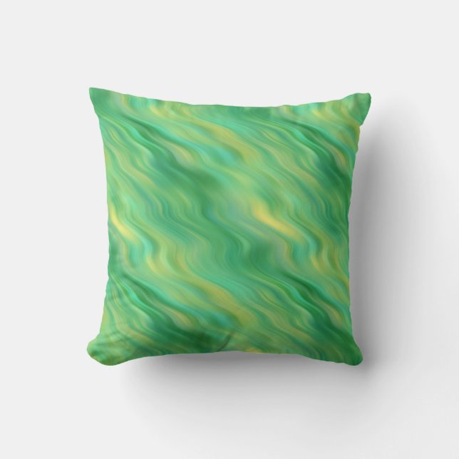 Pine Green Wavy Texture Throw Pillow (Front)