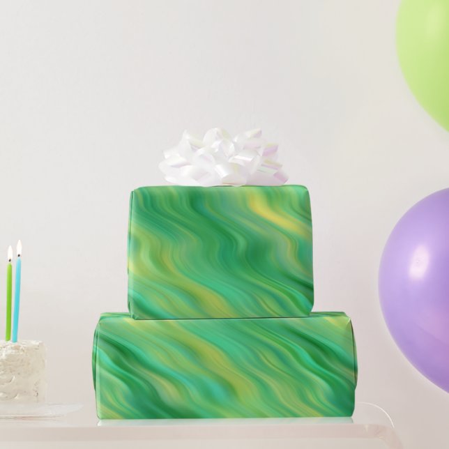 Pine Green Wavy Texture Wrapping Paper (Party Gifts)
