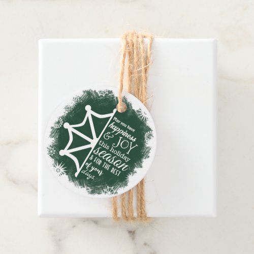 Pine Green White Snowflake Christmas Gift Tag