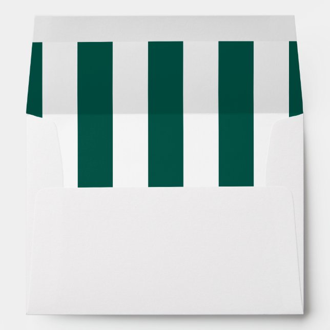 Pine Green | White Vertical Stripes Envelope (Back (Bottom))