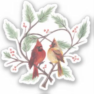 Pine Heart Cardinal Vinyl Sticker