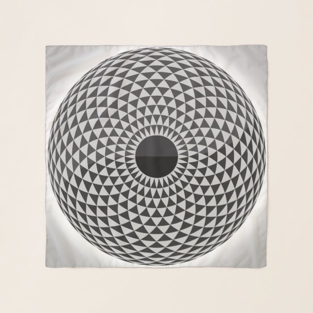 PINE HELIX MANDALA Geometric Pattern Chiffon Scarf (Front)